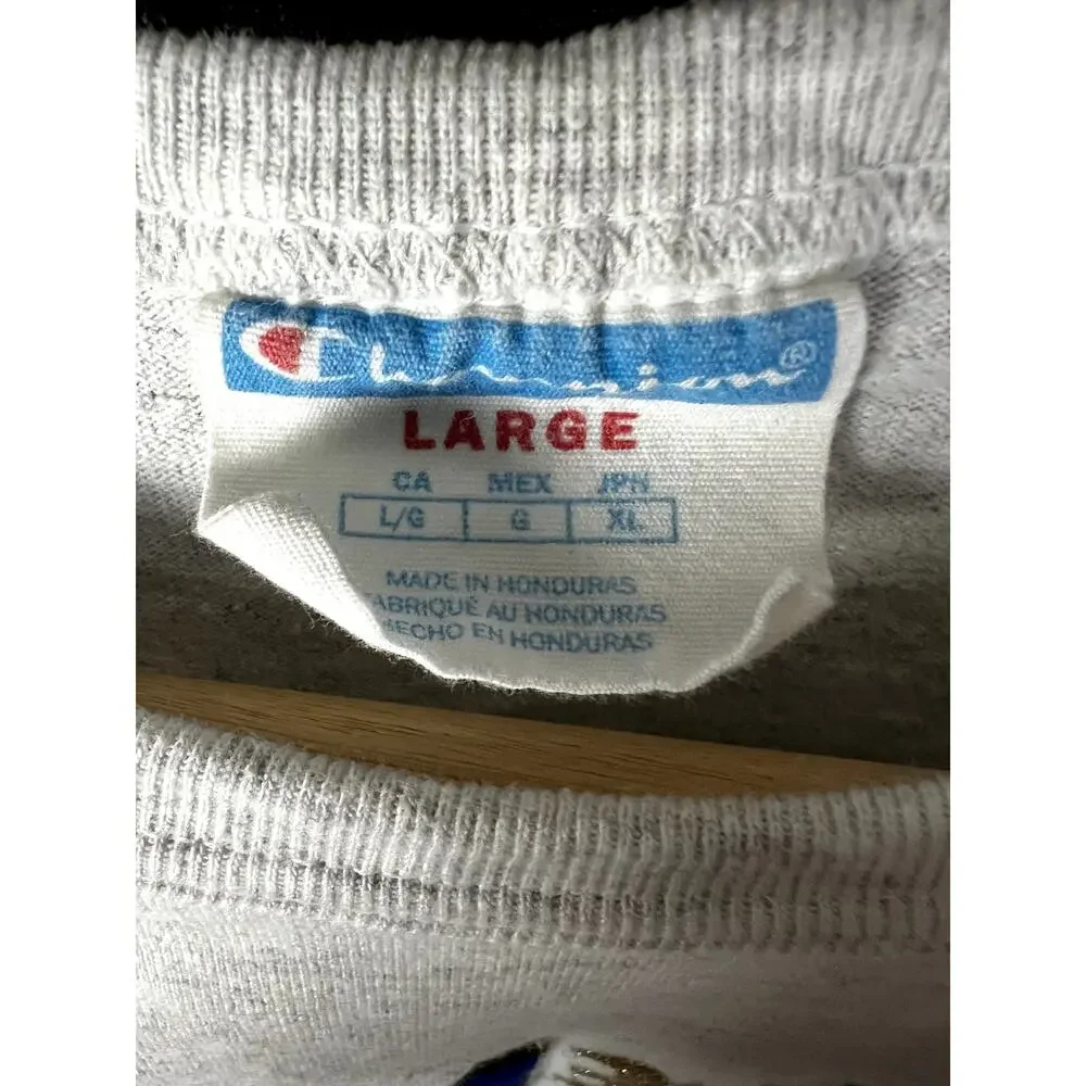Champion Retro 90s Old English Metallic Logo Men's Large Light Gray T-Shirt - Picture 4 of 5